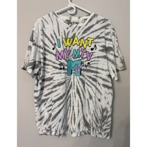 I WANT MY MTV Neon & Gray Tie Dye Cotton XL Shirt Crown And Ivy Cabana MTV music